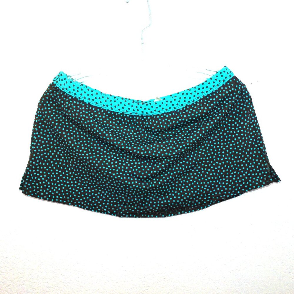 24th & Ocean, blue / black polka dots swim mini skirt with underwear inside